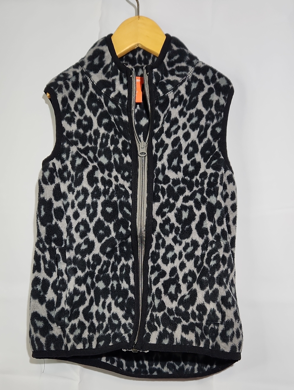 Joe Fresh Kids Black & Gray Leopard Print Sleeveless Zip Vest - Size 7/8